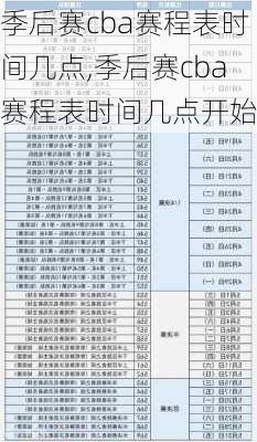季后赛cba赛程表时间几点,季后赛cba赛程表时间几点开始