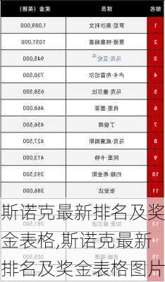 斯诺克最新排名及奖金表格,斯诺克最新排名及奖金表格图片