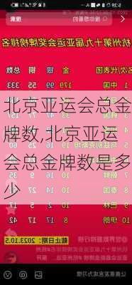 北京亚运会总金牌数,北京亚运会总金牌数是多少