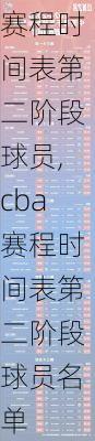 cba赛程时间表第二阶段球员,cba赛程时间表第二阶段球员名单