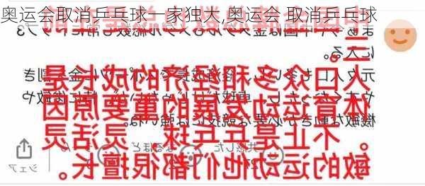 奥运会取消乒乓球一家独大,奥运会 取消乒乓球
