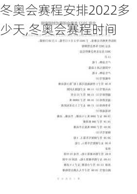 冬奥会赛程安排2022多少天,冬奥会赛程时间