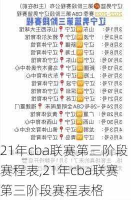 21年cba联赛第三阶段赛程表,21年cba联赛第三阶段赛程表格
