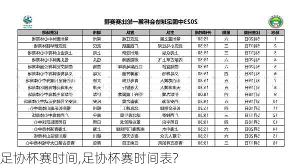 足协杯赛时间,足协杯赛时间表?