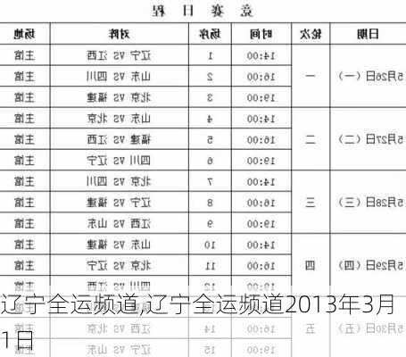 辽宁全运频道,辽宁全运频道2013年3月1日