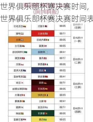 世界俱乐部杯赛决赛时间,世界俱乐部杯赛决赛时间表