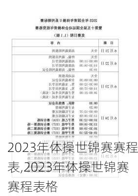 2023年体操世锦赛赛程表,2023年体操世锦赛赛程表格