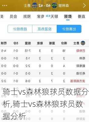 骑士vs森林狼球员数据分析,骑士vs森林狼球员数据分析