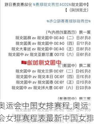 奥运会中囯女排赛程,奥运会女排赛程表最新中国女排