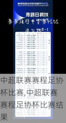 中超联赛赛程足协杯比赛,中超联赛赛程足协杯比赛结果