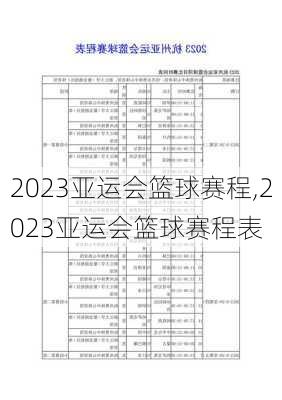 2023亚运会篮球赛程,2023亚运会篮球赛程表