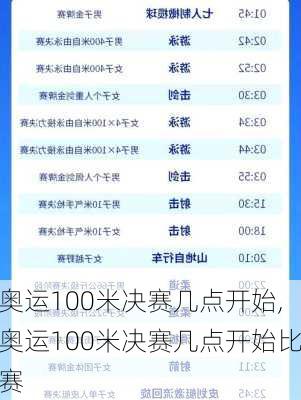 奥运100米决赛几点开始,奥运100米决赛几点开始比赛