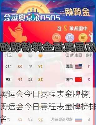 奥运会今日赛程表金牌榜,奥运会今日赛程表金牌榜排名