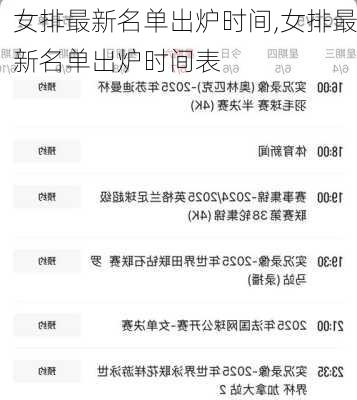 女排最新名单出炉时间,女排最新名单出炉时间表
