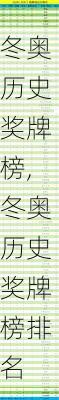 冬奥历史奖牌榜,冬奥历史奖牌榜排名