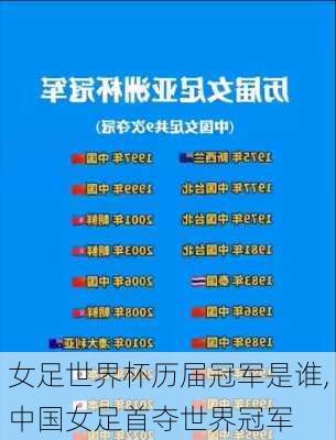 女足世界杯历届冠军是谁,中国女足首夺世界冠军