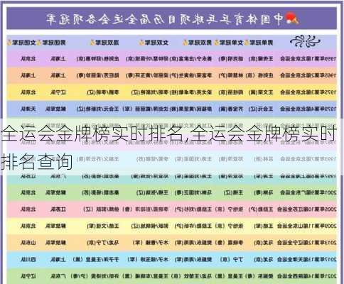 全运会金牌榜实时排名,全运会金牌榜实时排名查询