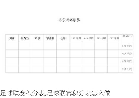 足球联赛积分表,足球联赛积分表怎么做