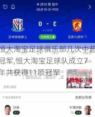 恒大淘宝足球俱乐部几次中超冠军,恒大淘宝足球队成立7年共获得11项冠军