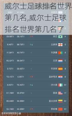 威尔士足球排名世界第几名,威尔士足球排名世界第几名了