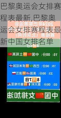 巴黎奥运会女排赛程表最新,巴黎奥运会女排赛程表最新中国女排名单