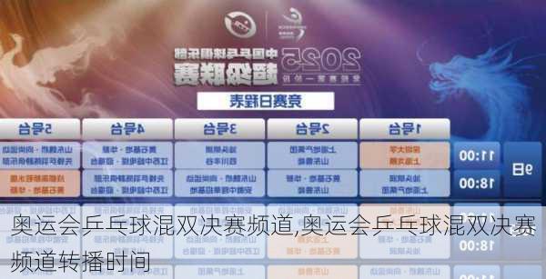奥运会乒乓球混双决赛频道,奥运会乒乓球混双决赛频道转播时间
