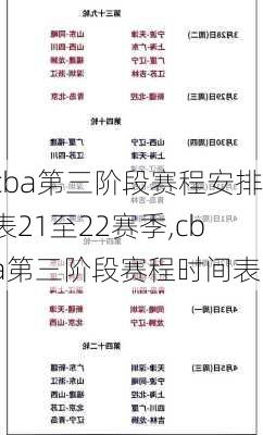 cba第三阶段赛程安排表21至22赛季,cba第三阶段赛程时间表
