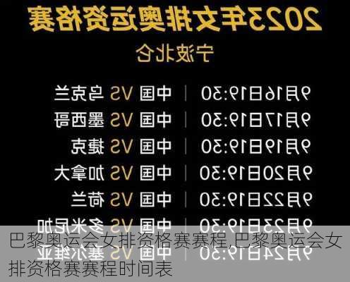 巴黎奥运会女排资格赛赛程,巴黎奥运会女排资格赛赛程时间表
