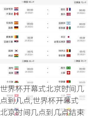 世界杯开幕式北京时间几点到几点,世界杯开幕式北京时间几点到几点结束