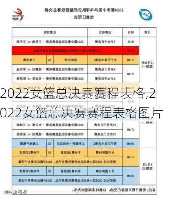 2022女篮总决赛赛程表格,2022女篮总决赛赛程表格图片