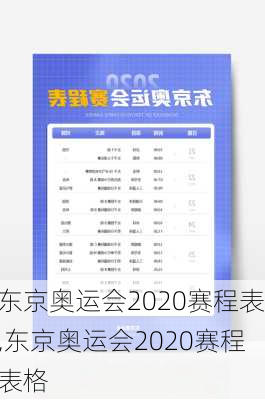 东京奥运会2020赛程表,东京奥运会2020赛程表格