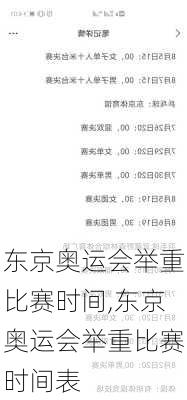 东京奥运会举重比赛时间,东京奥运会举重比赛时间表