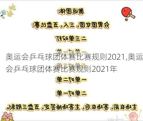 奥运会乒乓球团体赛比赛规则2021,奥运会乒乓球团体赛比赛规则2021年