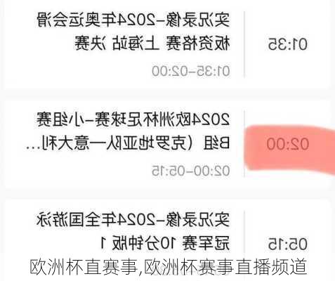 欧洲杯直赛事,欧洲杯赛事直播频道