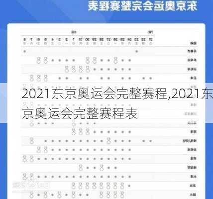 2021东京奥运会完整赛程,2021东京奥运会完整赛程表