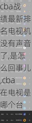 cba战绩最新排名电视机没有声音了,是怎么回事儿,cba在电视是哪个台