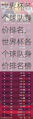 世界杯各个球队身价排名,世界杯各个球队身价排名榜