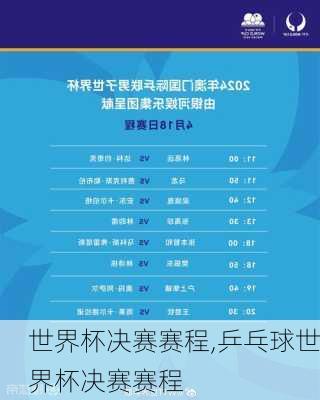 世界杯决赛赛程,乒乓球世界杯决赛赛程