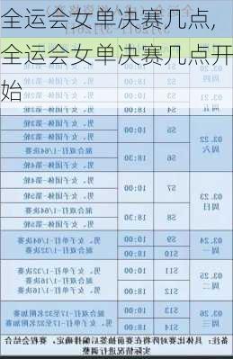 全运会女单决赛几点,全运会女单决赛几点开始