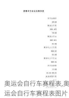 奥运会自行车赛程表,奥运会自行车赛程表图片