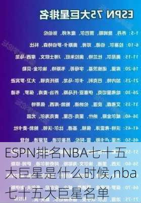 ESPN排名NBA七十五大巨星是什么时候,nba七十五大巨星名单