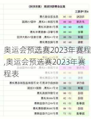 奥运会预选赛2023年赛程,奥运会预选赛2023年赛程表