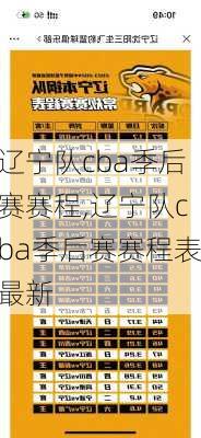辽宁队cba季后赛赛程,辽宁队cba季后赛赛程表最新