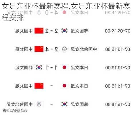 女足东亚杯最新赛程,女足东亚杯最新赛程安排