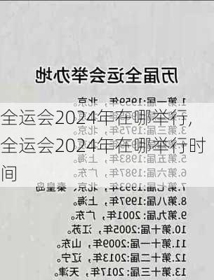 全运会2024年在哪举行,全运会2024年在哪举行时间