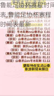 鲁能足协杯赛程时间表,鲁能足协杯赛程时间表最新