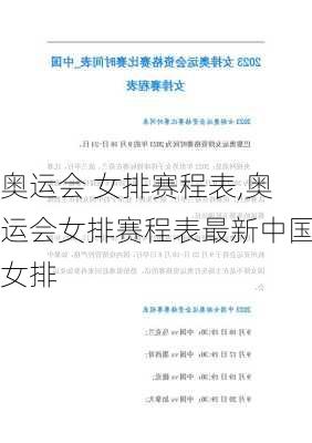 奥运会 女排赛程表,奥运会女排赛程表最新中国女排