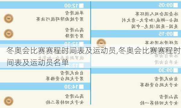 冬奥会比赛赛程时间表及运动员,冬奥会比赛赛程时间表及运动员名单