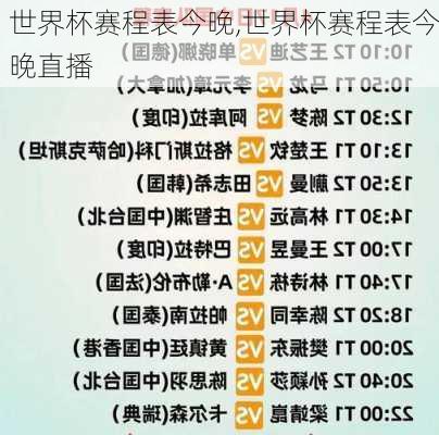 世界杯赛程表今晚,世界杯赛程表今晚直播