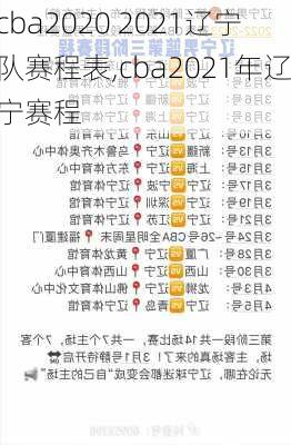 cba2020 2021辽宁队赛程表,cba2021年辽宁赛程